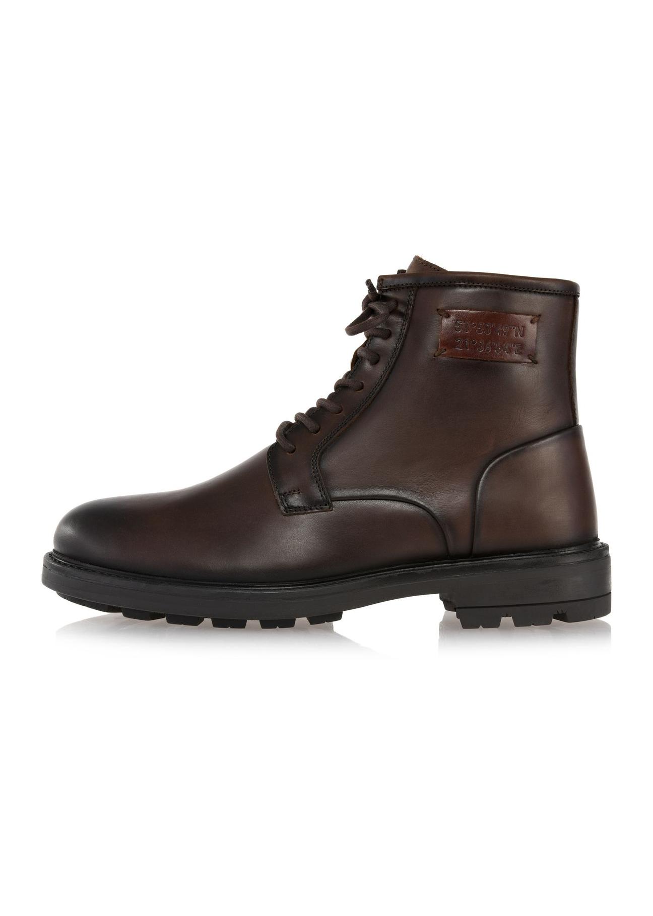 Brown leather men's boots BUTYM-0474-89(Z24)-05