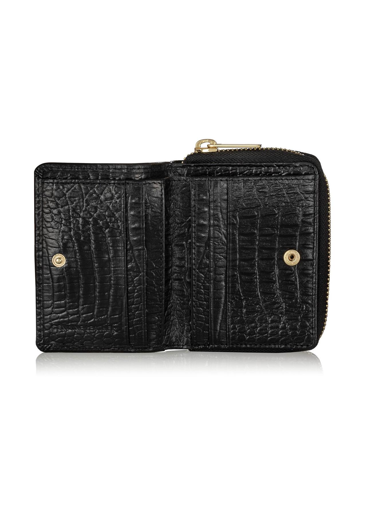 Skórzany czarny portfel damski croco PORES-0904A-97(W24)