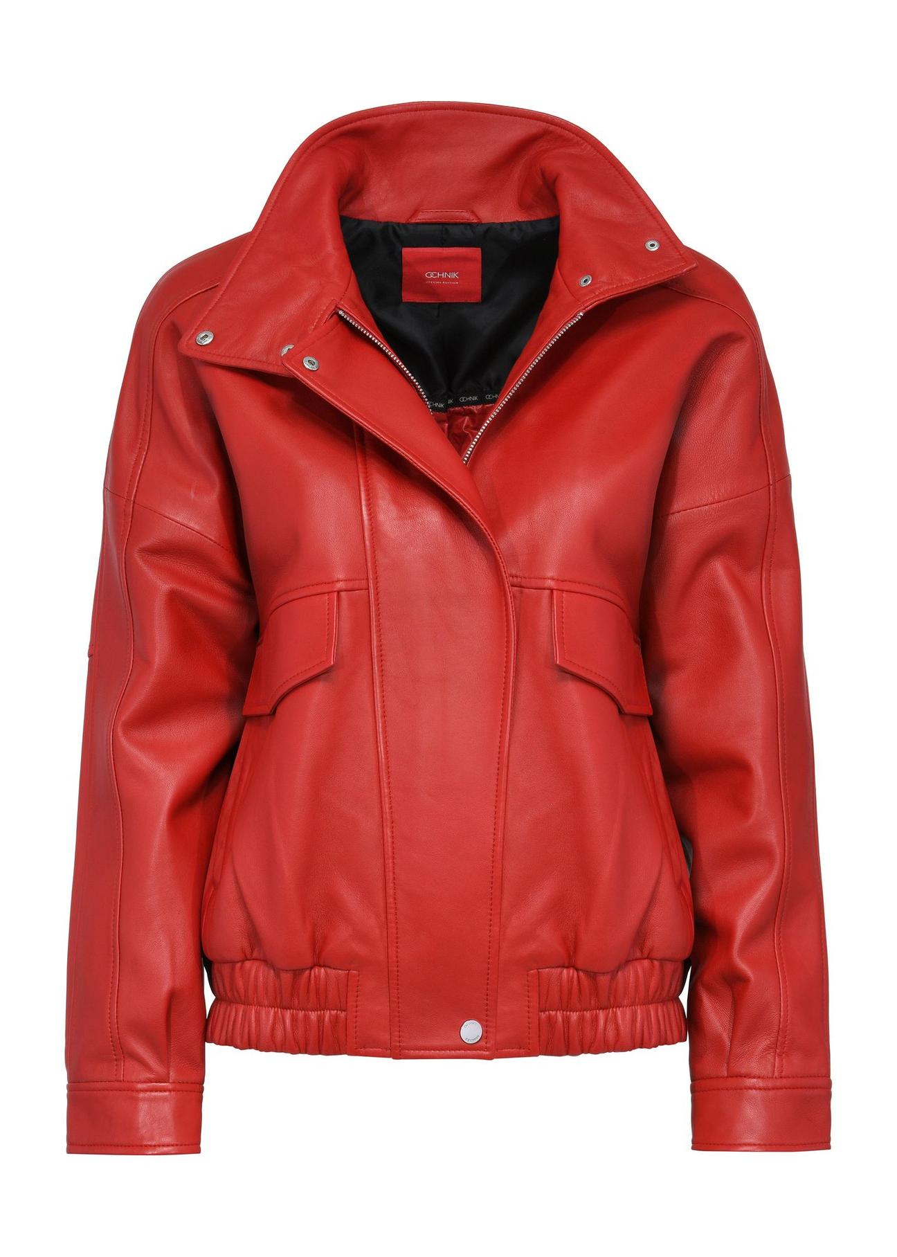 Red women's leather jacket KURDS-0488-2630(Z24)