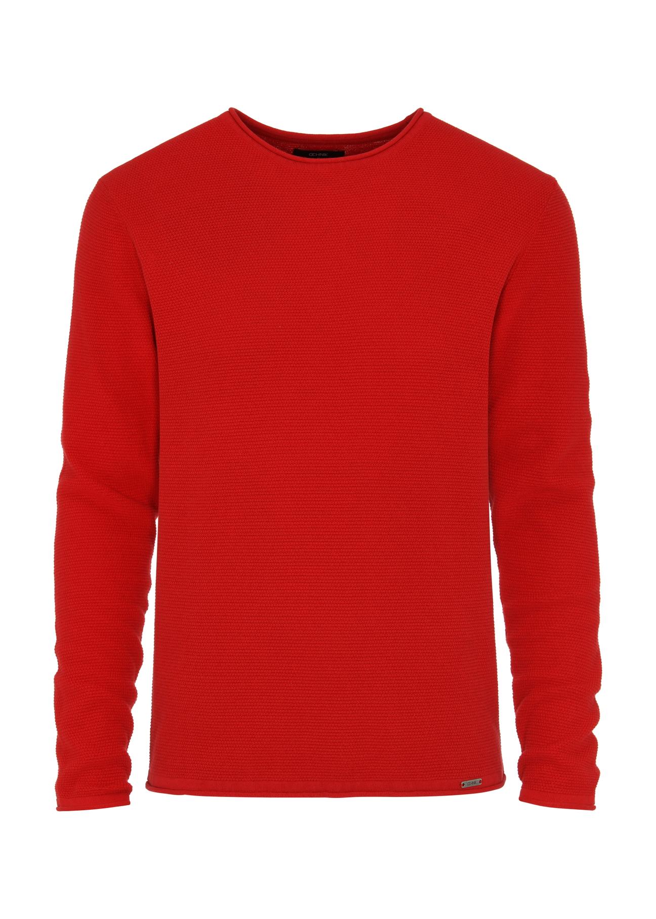 Czerwony sweter męski basic SWEMT-0128-42(W24)