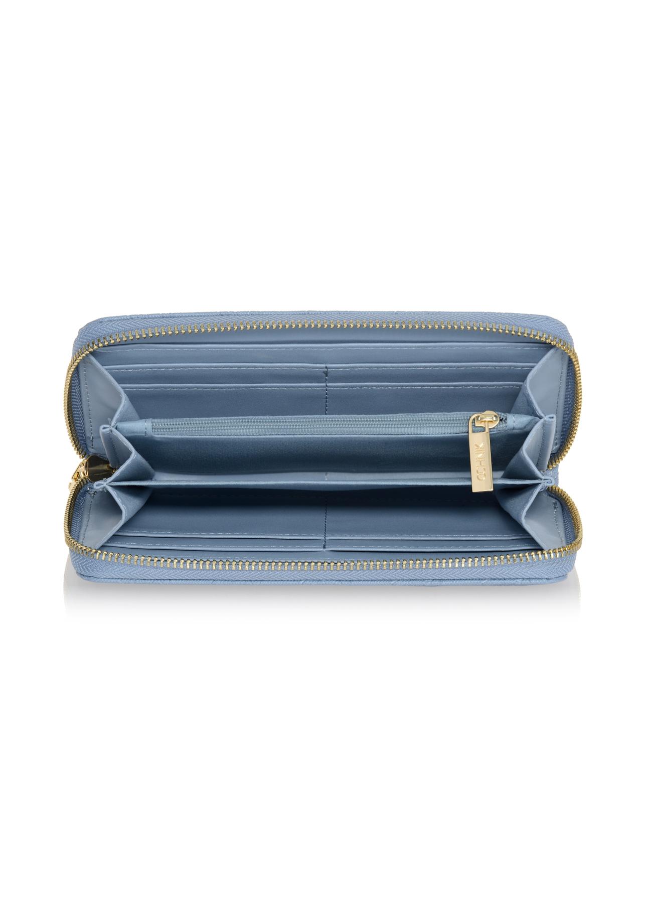 Duży błękitny portfel damski z tłoczeniem POREC-0329-61(W23)