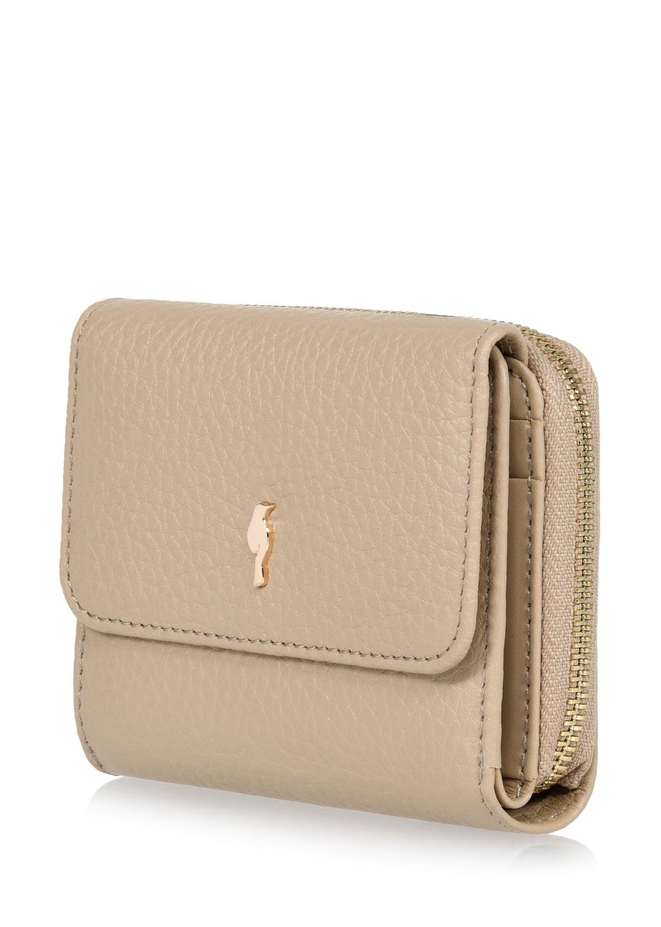 Beżowy skórzany portfel damski z ochroną RFID PORES-0817RFID-82(W24)