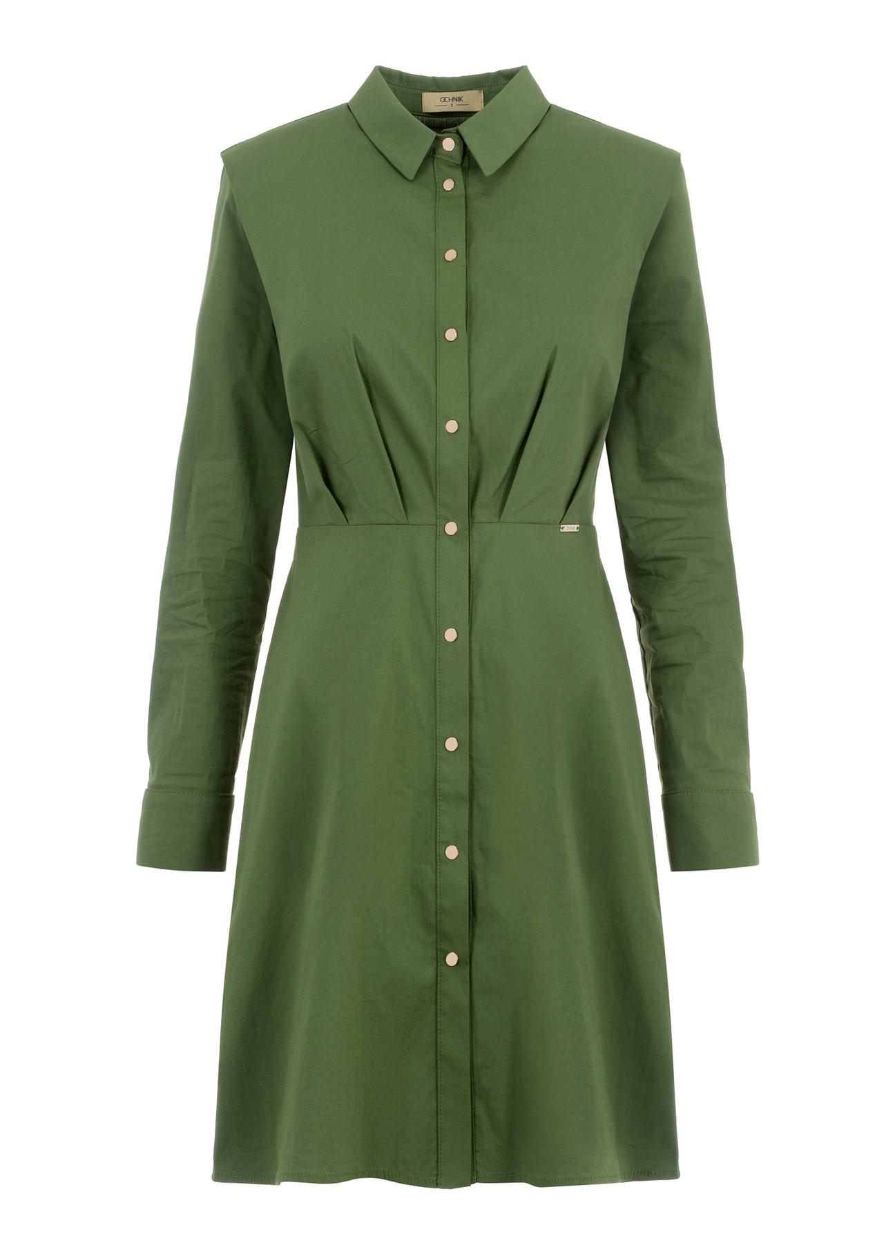 Zielona sukienka z kołnierzykiem SUKDT-0161-54(W23)