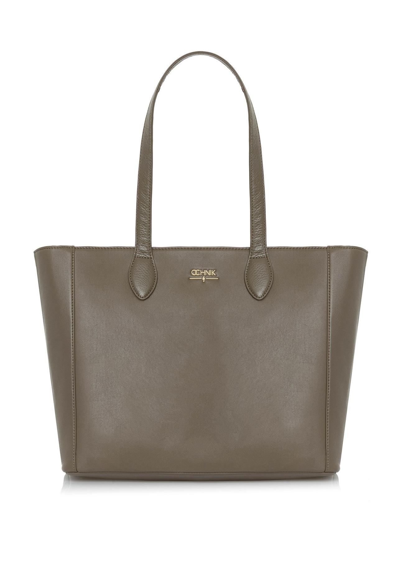 Duża beżowa skórzana torba shopper TORES-0971-80(Z24)-01