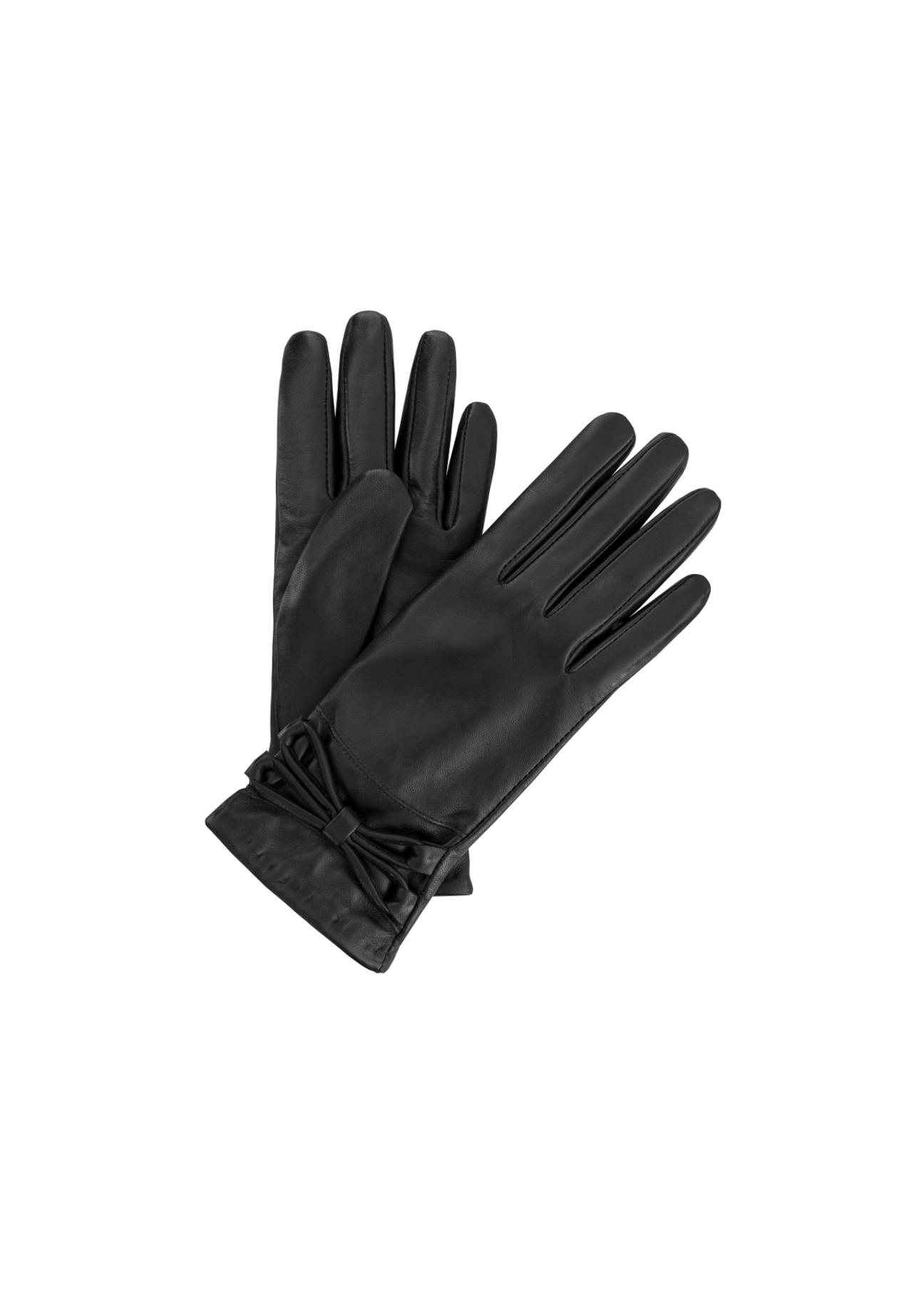 Skórzane rękawiczki damskie z kokardą REKDS-0025-99(Z23)