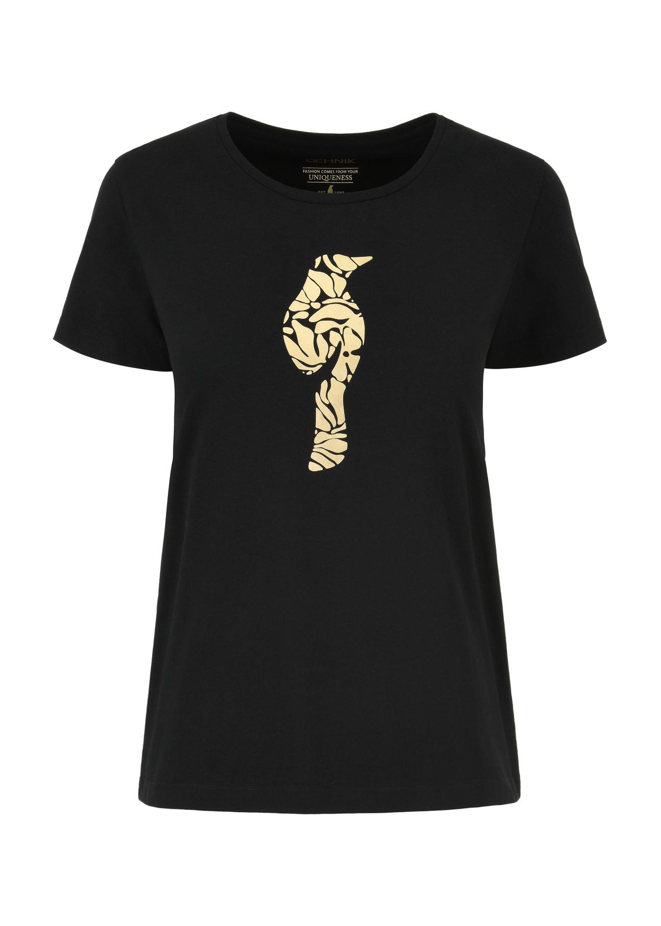 T-shirt damski czarny z wilgą TSHDT-0124-99(W24)