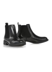 Black leather short women's Chelsea boots BUTYD-1116-99(Z24)-04