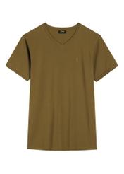 Bawełniany T-shirt męski w kolorze khaki TSHMT-0088-8D(W26)
