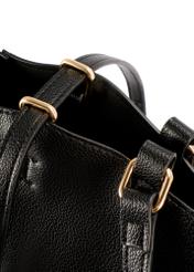 Duża czarna torebka shopper TOREC-1201-99(W26), zbliżenie na detal produktu na białym tle.