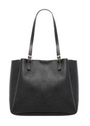 Czarna damska torebka typu shopper TOREC-1344-9I(Z26) - widok produktu z tyłu, na białym tle. 