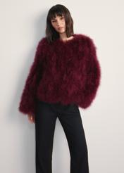 Kurtka damska z piór indyczych FUTDF-0097A-3183(Z25), widok produktu z przodu na modelce. Widoczna połowa sylwetki.