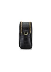Czarna torebka damska croco TOREC-0036E-97(Z25), widok boku produktu na białym tle.