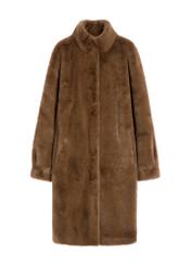 Brązowe eleganckie futro damskie FUTDP-0050-89(Z25), widok produktu od przodu na białym tle.