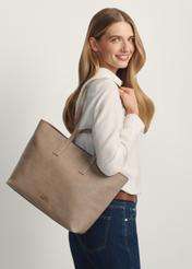 Beżowa torebka damska shopper TOREC-1204-1D(W26)