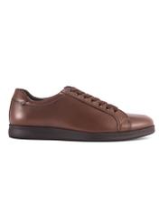 Brązowe skórzane buty męskie BUTYM-0513-89(Z25) - widok produktu z boku na białym tle. 
