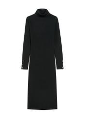 Czarna sukienka midi z golfem SUKDT-0205-99(Z25) widok produktu od przodu na białym tle.