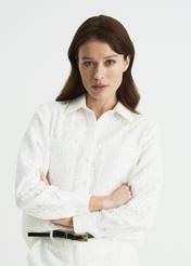 Biała koszula damska z długim rękawem KOSDT-0094-12(W22)-01