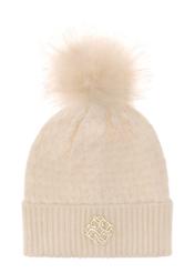 Cream women's winter hat CZADT-0195-16(Z24)