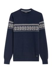 Granatowy sweter męski SWEMT-0177-68(Z25) - widok produktu z przodu na białym tle. 