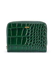 Ciemnozielony portfel damski croco PORES-0951-51(W25) - widok produktu z przodu na białym tle.