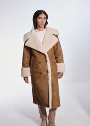 Long brown women's sheepskin coat KOZDP-0010-24(Z24)-01