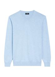 Niebieski sweter męski z logo SWEMT-0159A-61(Z25), widok produktu z przodu na białym tle.