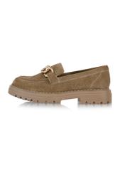 Women's suede loafers in dark beige BUTYD-1014-82(Z24)-03