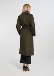 Long olive women's wool coat PLADT-0058-57(Z24)-04