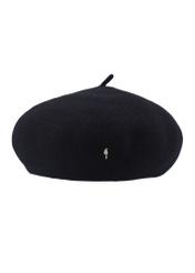 Czarny wełniany beret damski CZADT-0234-99(Z26) - widok produktu z przodu, na białym tle. 