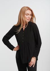 Women's black V-neck shirt BLUDT-0177-99(Z24)-01