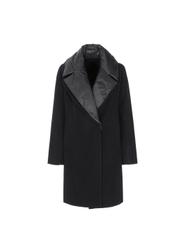 Women's black wool coat PLADT-0036-99(Z20)-01