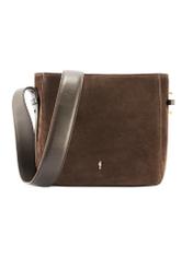 Skórzana torebka damska w kolorze brązowym TORES-1251-1I(W26) - widok produktu z przodu, na białym tle. 