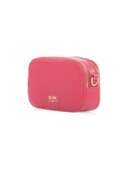 Fuksjowa mała torebka damska TOREC-1172-5E(W26)- widok produktu po skosie, na białym tle. 