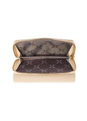 Duży kremowy skórzany portfel damski PORES-0801R-0B(W26), widok produktu w środku na białym tle.