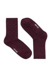 Long burgundy women's socks SKADT-0068-49(Z24)-02