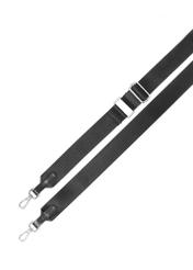 Czarna torba na lunch TOREN-0329-99(Z25), widok odpinanego paska produktu na białym tle.