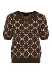 Brown women's blouse with monogram BLUDT-0181-89(Z24)-04