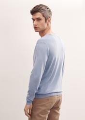 Niebieski sweter męski basic SWEMT-0127-61(W23)