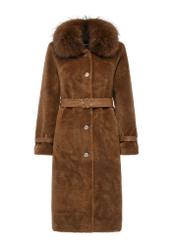 Long women's fur coat in camel color FUTDW-0031-24(Z24)-06