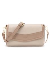 Mała torebka damska w kolorze beżu TOREC-1163-1D(W26), widok produktu z przodu na białym tle.