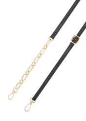 Mała torebka damska w kolorze czarnym TOREC-1178-9P(W26), widok paska produktu na białym tle.