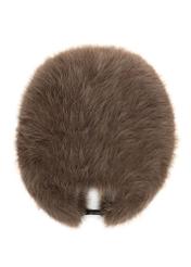 Brązowa czapka uszatka damska CZADF-0047-89(Z25) - widok produktu z góry na białym tle. 