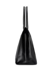 Czarna duża skórzana torebka shopper TORES-1237-99(W26), widok produktu z boku na białym tle.