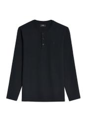 Czarny longsleeve męski LSLMT-0007-99(Z24), widok produktu od przodu na białym tle.