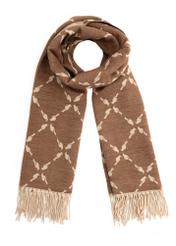 Dwustronny szalik damski z monogramem SZADT-0206-1D(Z26), widok produktu od przodu na białym tle.