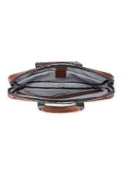 Brązowa skórzana torba męska TORMS-0488-1H(W26) - widok produktu z góry, na białym tle. 