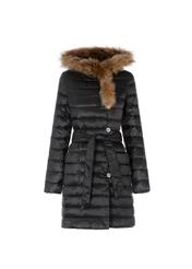 Women's black down jacket with hood KURDT-0131-99(Z20)-01