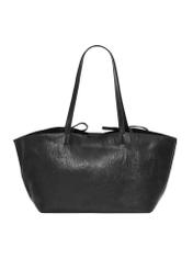 Czarna torebka z kokardkami typu shopper TOREC-1378-99(Z26), widok produktu z tyłu na białym tle.