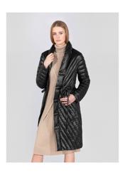 Czarny puchowy płaszcz damski KURDT-0276-99(Z20)-01
