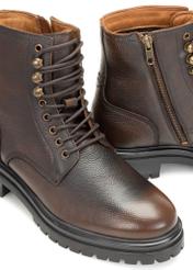 Brązowe skórzane trzewiki męskie BUTYM-0518-09(Z25)